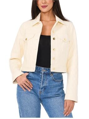 Vince Camuto Cream Quilted Crop Jacket